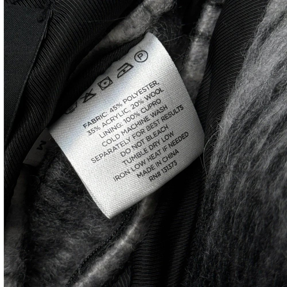 Saturdays NYC Mens Black White Plaid Wool Blend Shaggy Overcoat Jacket Size M